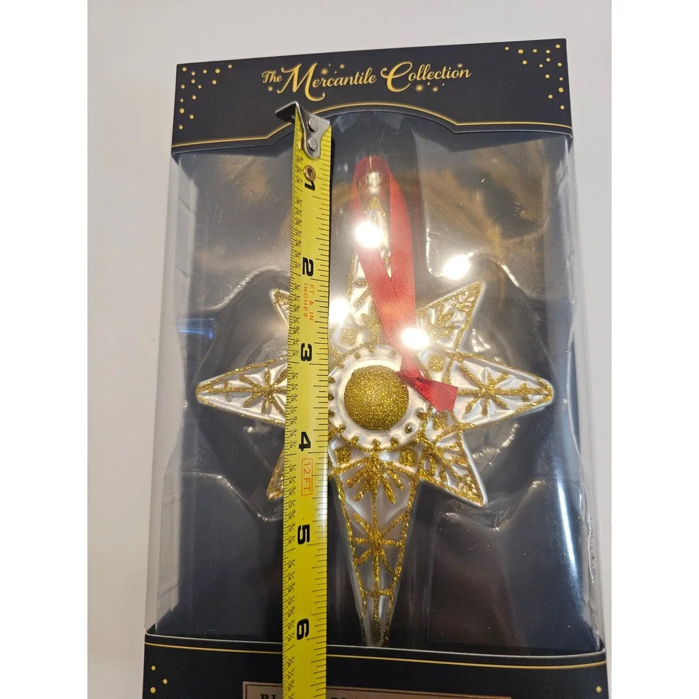 DEMDACO Mercantile Collection Blown Glass‎ Star of Bethlehem Christmas Ornament